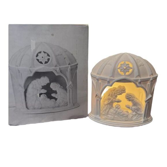 Dept 56 Winter Silhouette Lighted Nativity Porcelain #6769-5 Lamp Works Vintage - Picture 1 of 13